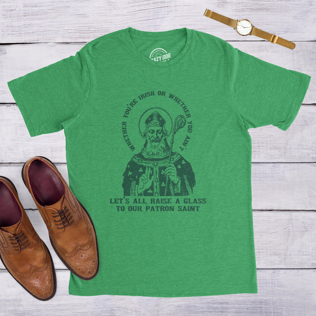 Mens Youre Irish Or Aint Raise A Glass Humor St Patricks Day Graphic Tee Image 4