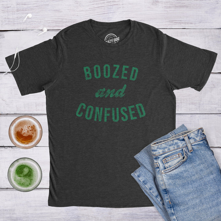 Mens Boozed And Confused T Shirt Funny Novelty Saint Patricks Day Drinking Tee Image 4
