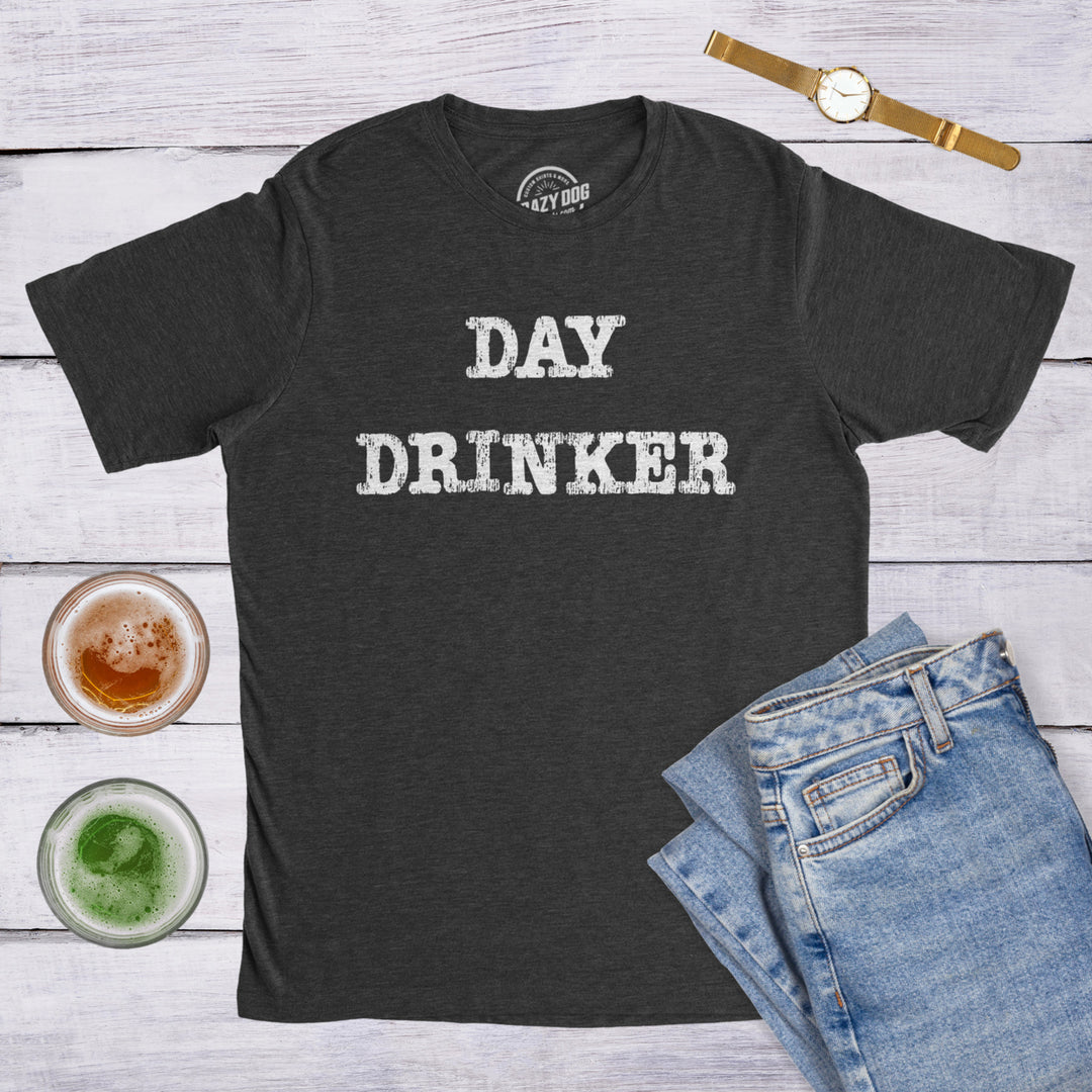 Mens Day Drinker Tshirt Funny Brunch Happy Hour Beer Tee Image 4