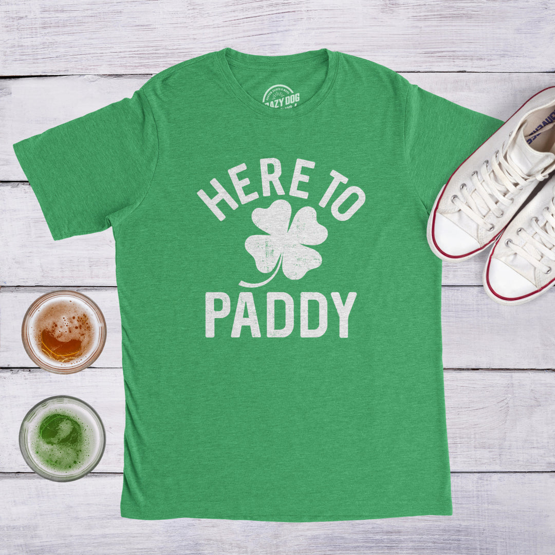 Mens Here To Paddy T Shirt Funny Saint Patricks Day For Leaf Clover Irish Tee Image 4