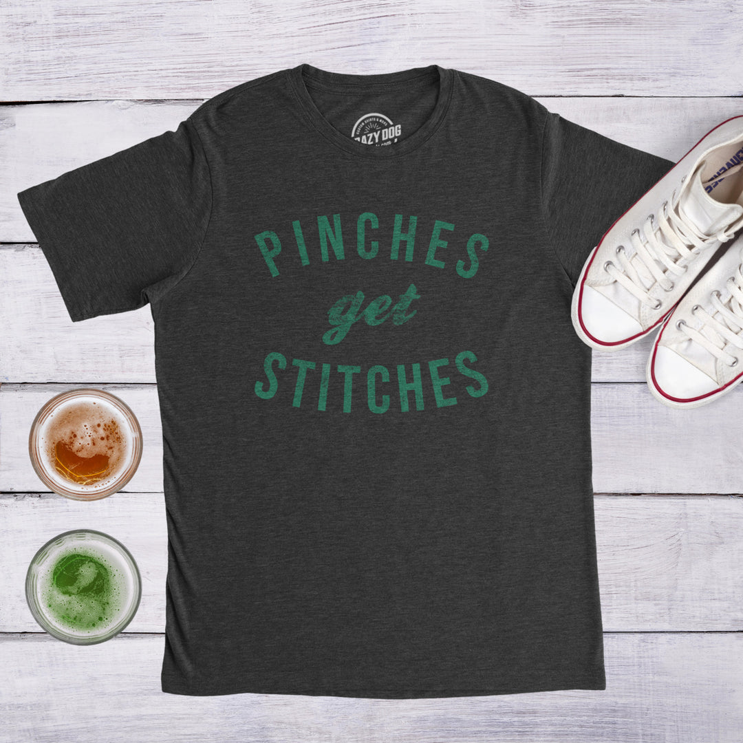 Mens Pinches Get Stitches T Shirt Funny Saint Patricks Day Novelty Patty Tee Image 4