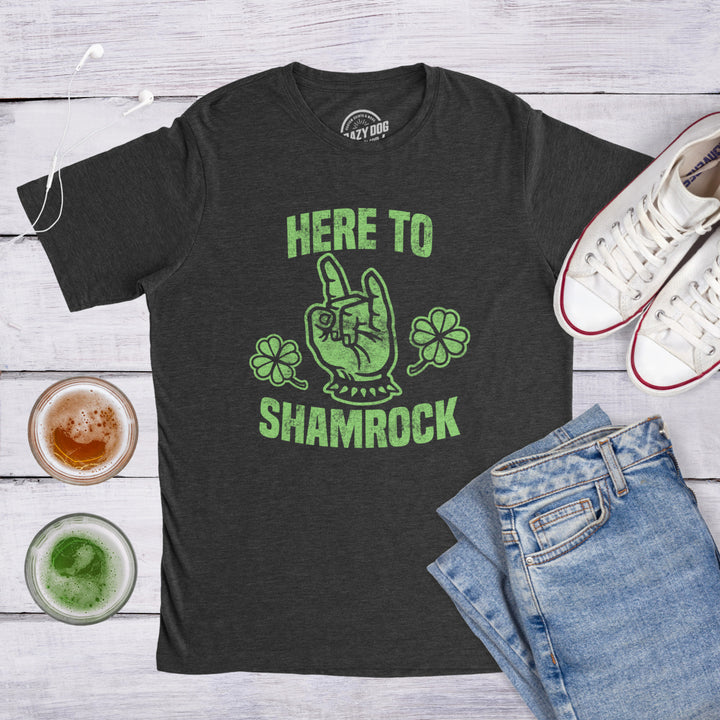 Mens Here To Shamrock T shirt Funny Metal Saint Patricks Day Graphic Novelty Tee Image 4