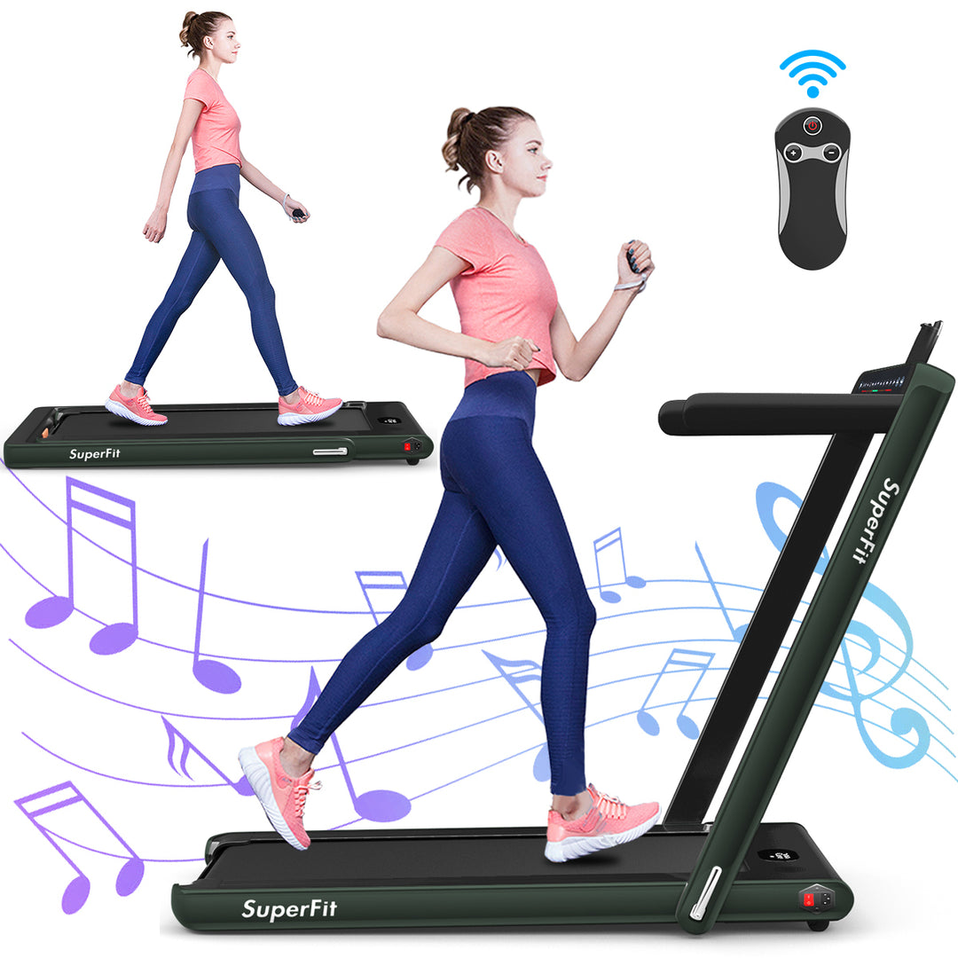 2 in 1 Folding Treadmill 2.25HP Running Machine w/ Dual Display Image 8