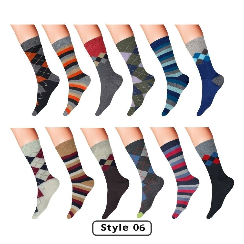 12-Pairs: Mens James Fiallo Premium Quality Dress Socks Image 8