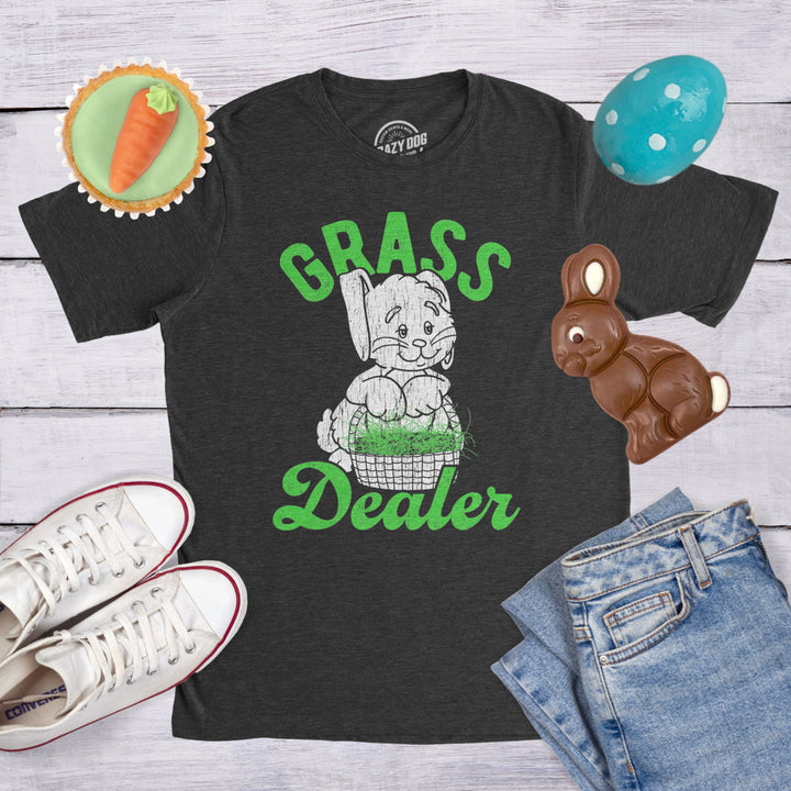 Mens Grass Dealer Tshirt Funny Easter Bunny Basket Holdiay Novelty Tee Image 4