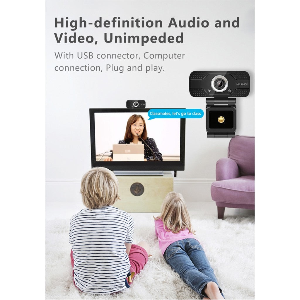 1080P Webcam HD Camera USB Plug and Play 130 Wide Angle with Built-in Microphone for Laptop PC Computer Image 6