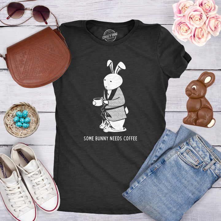 Womens Some Bunny Needs Coffee T Shirt Cute Easter Faith Sarcastic Girls Tee Image 4