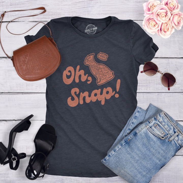 Womens Oh Snap T shirt Funny Chocolate Easter Bunny Basket Egg Hunt Image 4