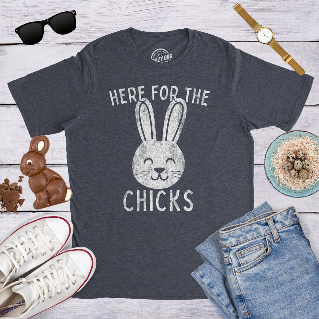 Mens Here For The Chicks T shirt Funny Easter Bunny Hilarious Gift for Basket Image 4