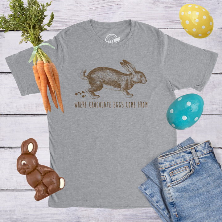 Mens Where Chocolate Eggs Come From T Shirt Funny Easter Bunny Joke Humor Tee Image 4