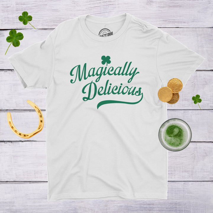 Mens Magically Delicious Funny Sarcastic St Patricks Day Saint Pattys Clover Image 4