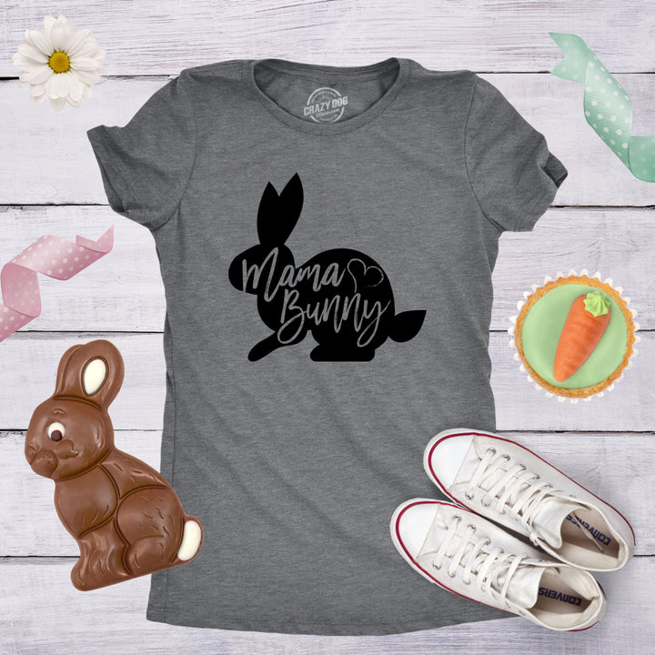 Womens Mama Bunny T Shirt Cute Adorable Easter Gift Faith Tee For Ladies Image 2