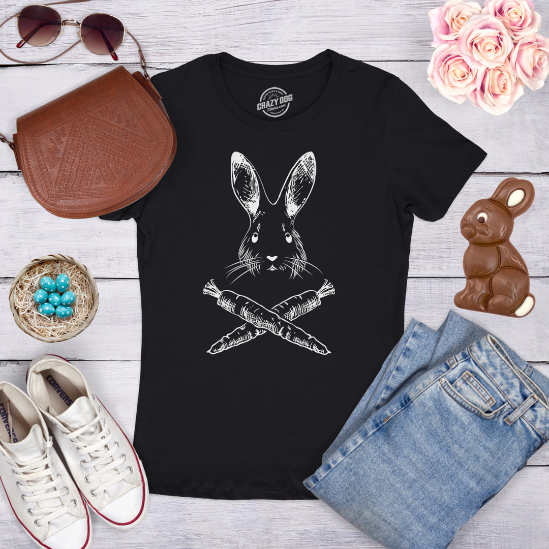 Womens Jolly Roger Easter T Shirt Funny Pirate Bunny Flag Egg Hunt Tee for Mom Image 4