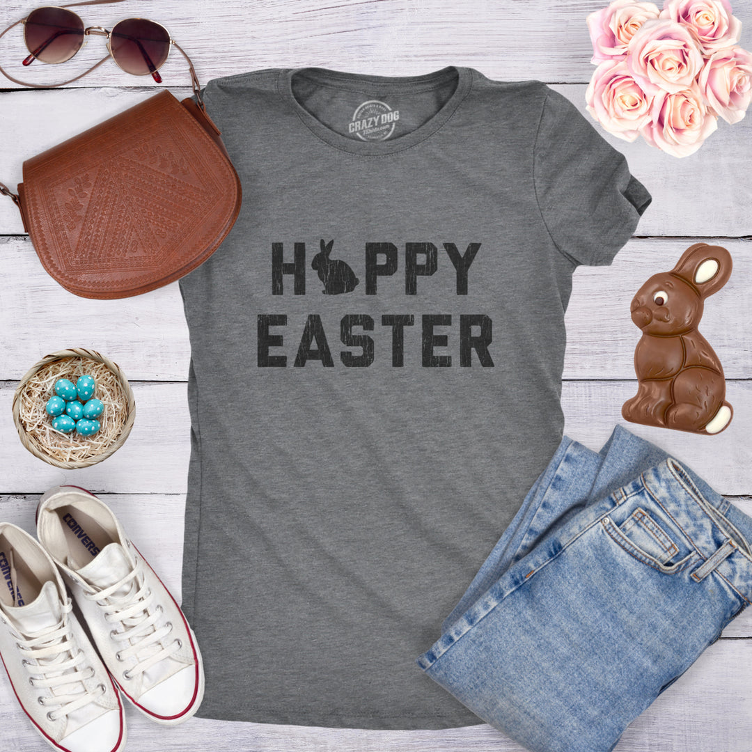 Womens Happy Easter T shirt Funny Bunny Graphic Cool Tee For Egg Basket Hunt Image 4