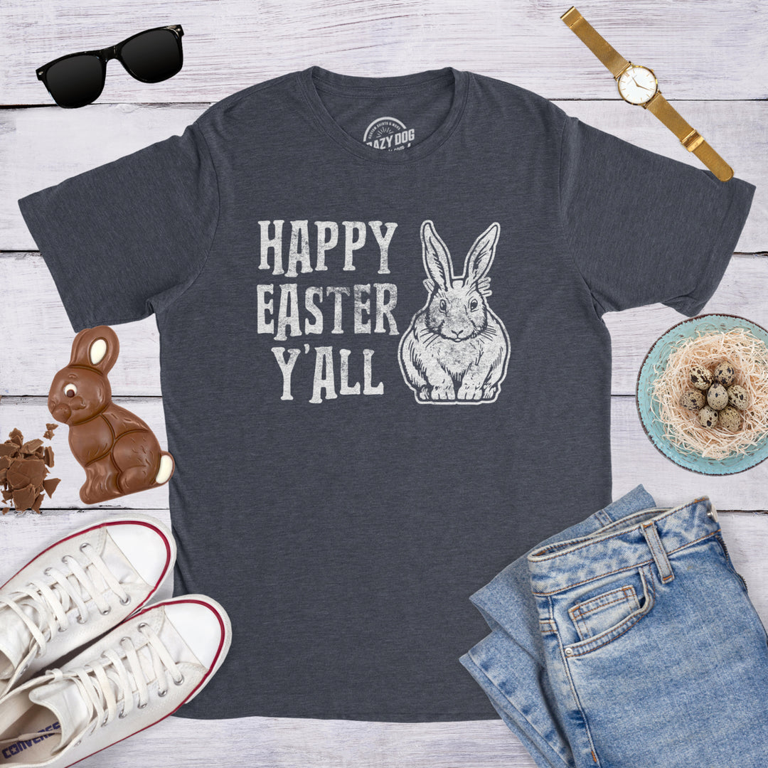 Mens Happy Easter Yall T shirt Funny Bunny Saying Egg Hunt Basket Image 4