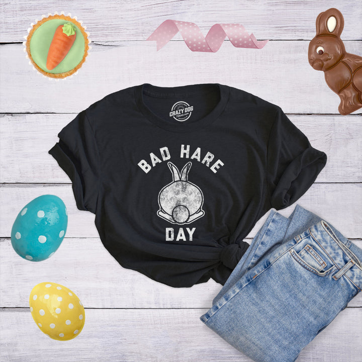 Womens Bad Hare Day Tshirt Funny Easter Bunny Butt Sarcastic Graphic Novelty Tee Image 4