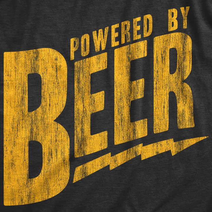 Mens Powered By Beer T Shirt Funny Sarcastic Drinking Cool Saying Fun Gag Gift Image 2