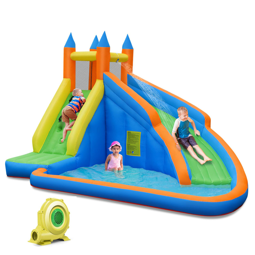 Inflatable Water Slide Mighty Bounce House Jumper Castle Moonwalk W/ 735W Blower Image 1