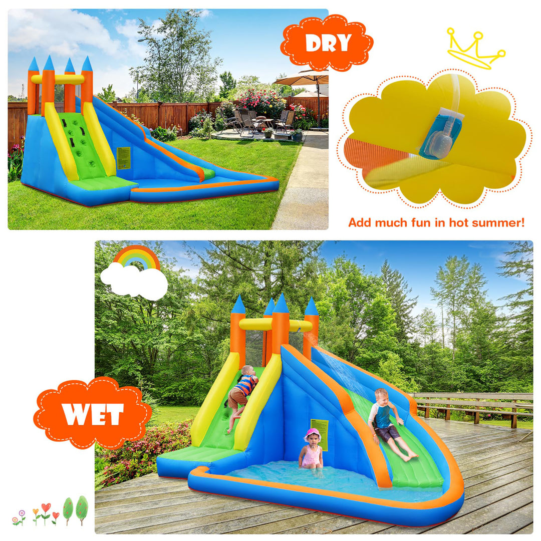 Inflatable Water Slide Mighty Bounce House Jumper Castle Moonwalk W/ 735W Blower Image 4