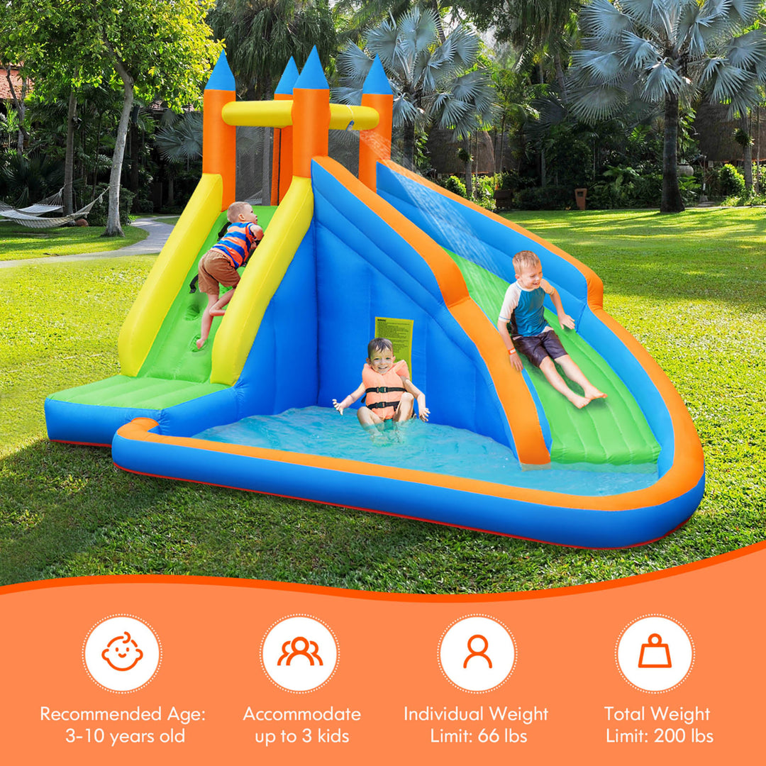 Inflatable Water Slide Mighty Bounce House Jumper Castle Moonwalk W/ 735W Blower Image 8