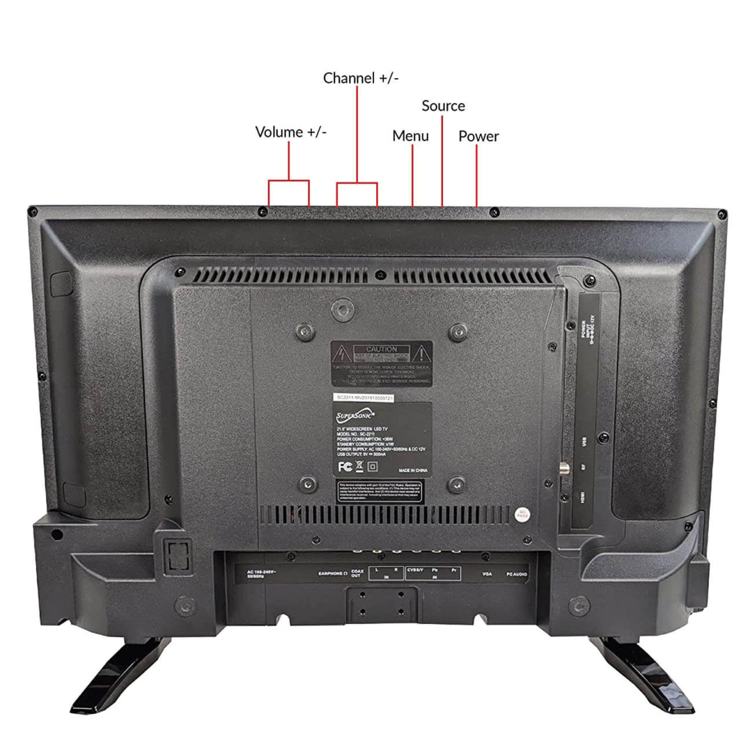 22" Supersonic 12 Volt AC/DC Widescreen LED HDTV with USB and HDMI (SC-2211) Image 2