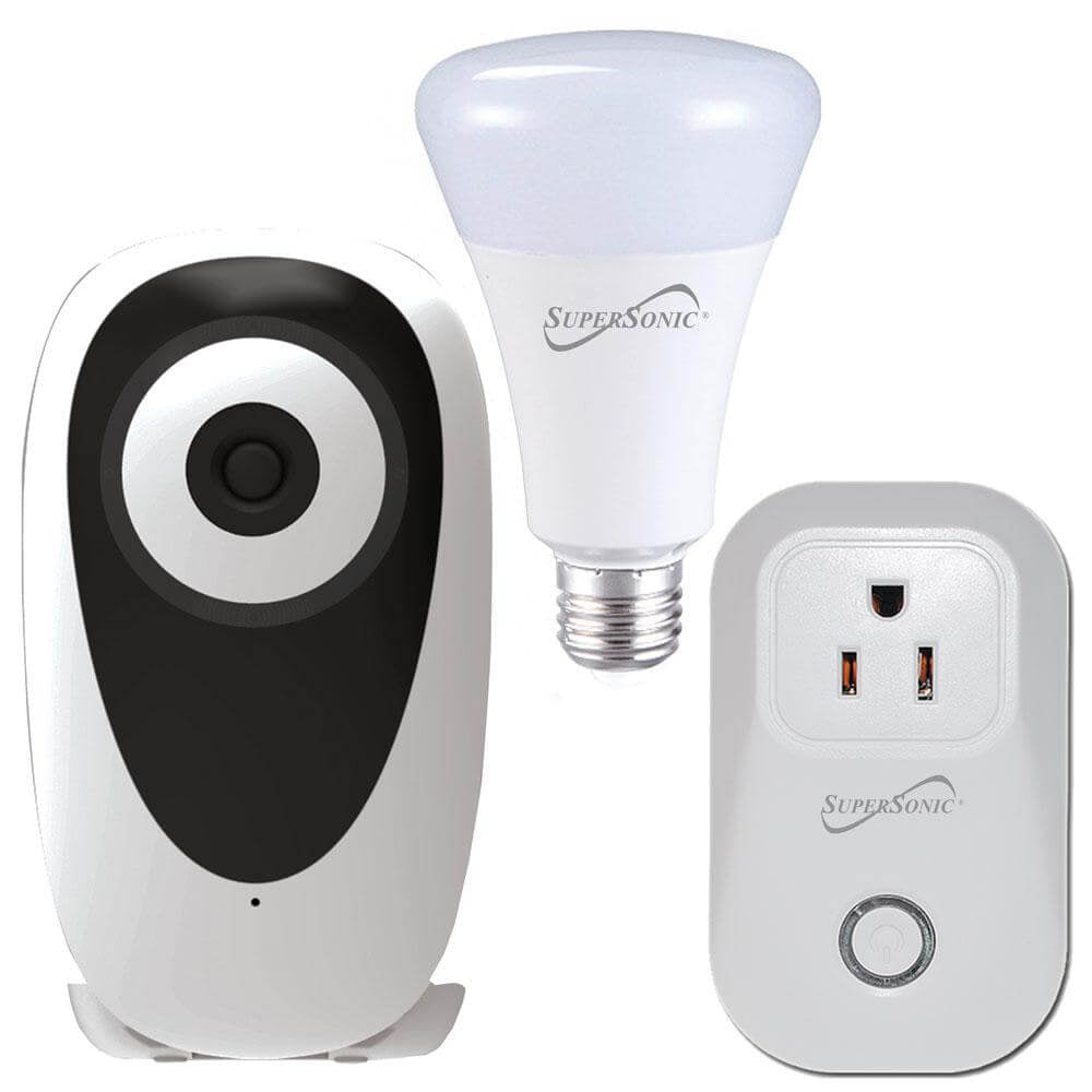 Smart Home Starter Kit 3-Pc WiFi HD Camera Smart Bulb Plug For Android iOS Image 1