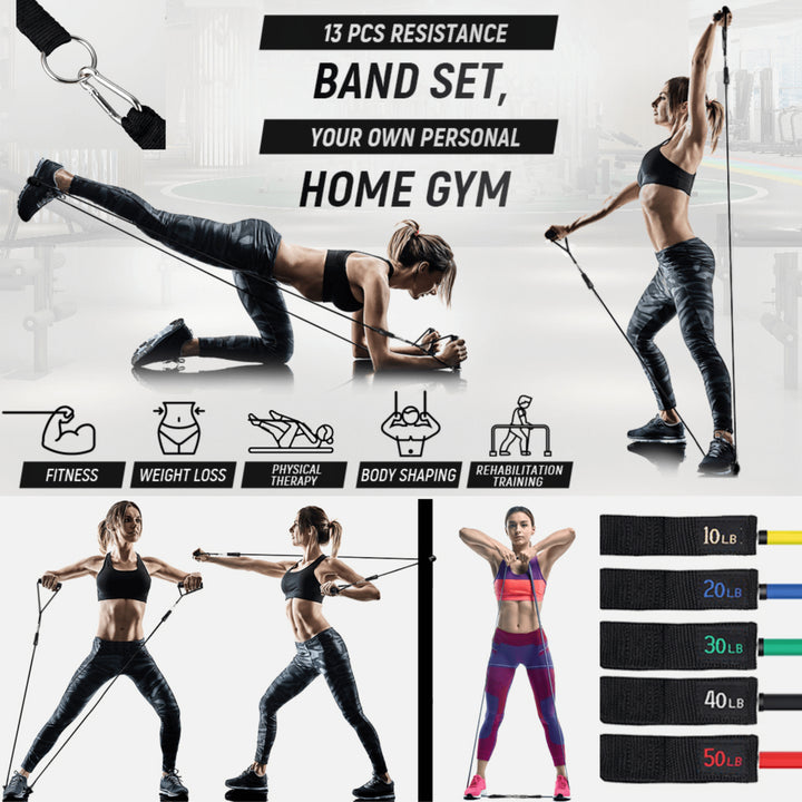 Intey 13-Pcs Resistance Band Set for Home Workout Adjustable Strength Training Image 2