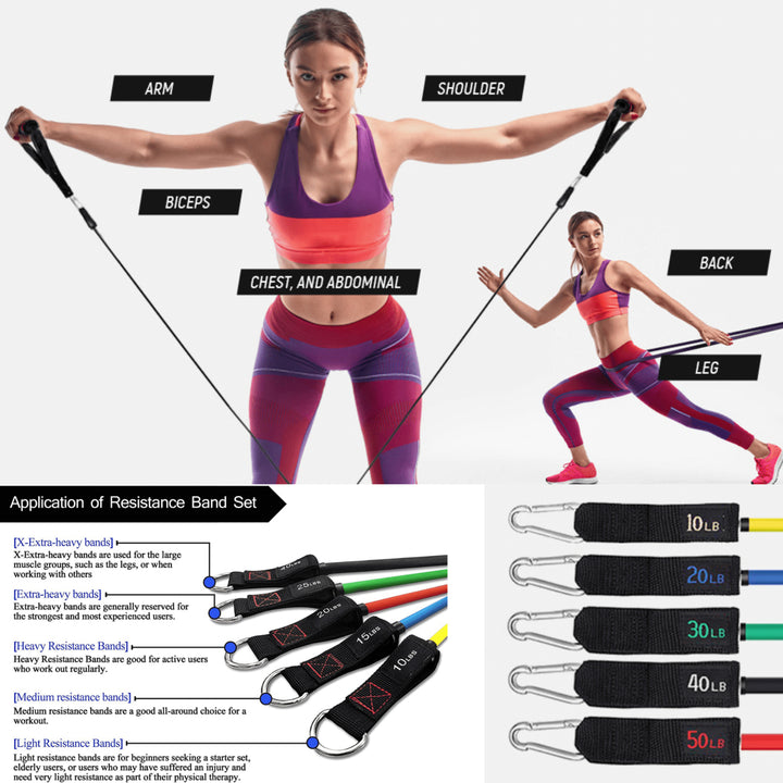 Intey 13-Pcs Resistance Band Set for Home Workout Adjustable Strength Training Image 3