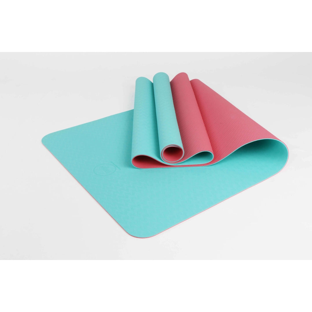 2-Tone TPE Eco-Friendly Yoga Mat 24x68 Non-Slip Lightweight Travel Friendly Image 1