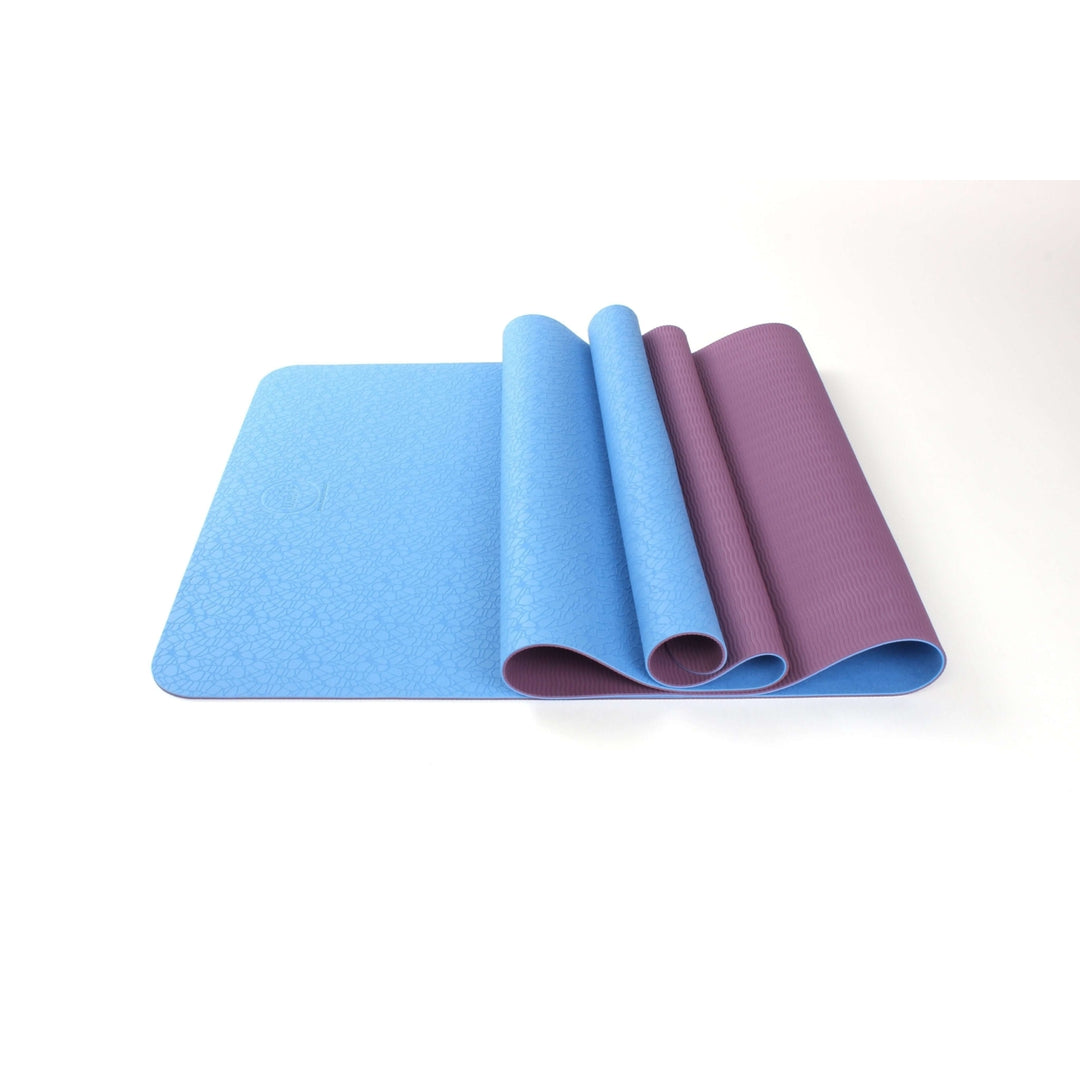 2-Tone TPE Eco-Friendly Yoga Mat 24x68 Non-Slip Lightweight Travel Friendly Image 2