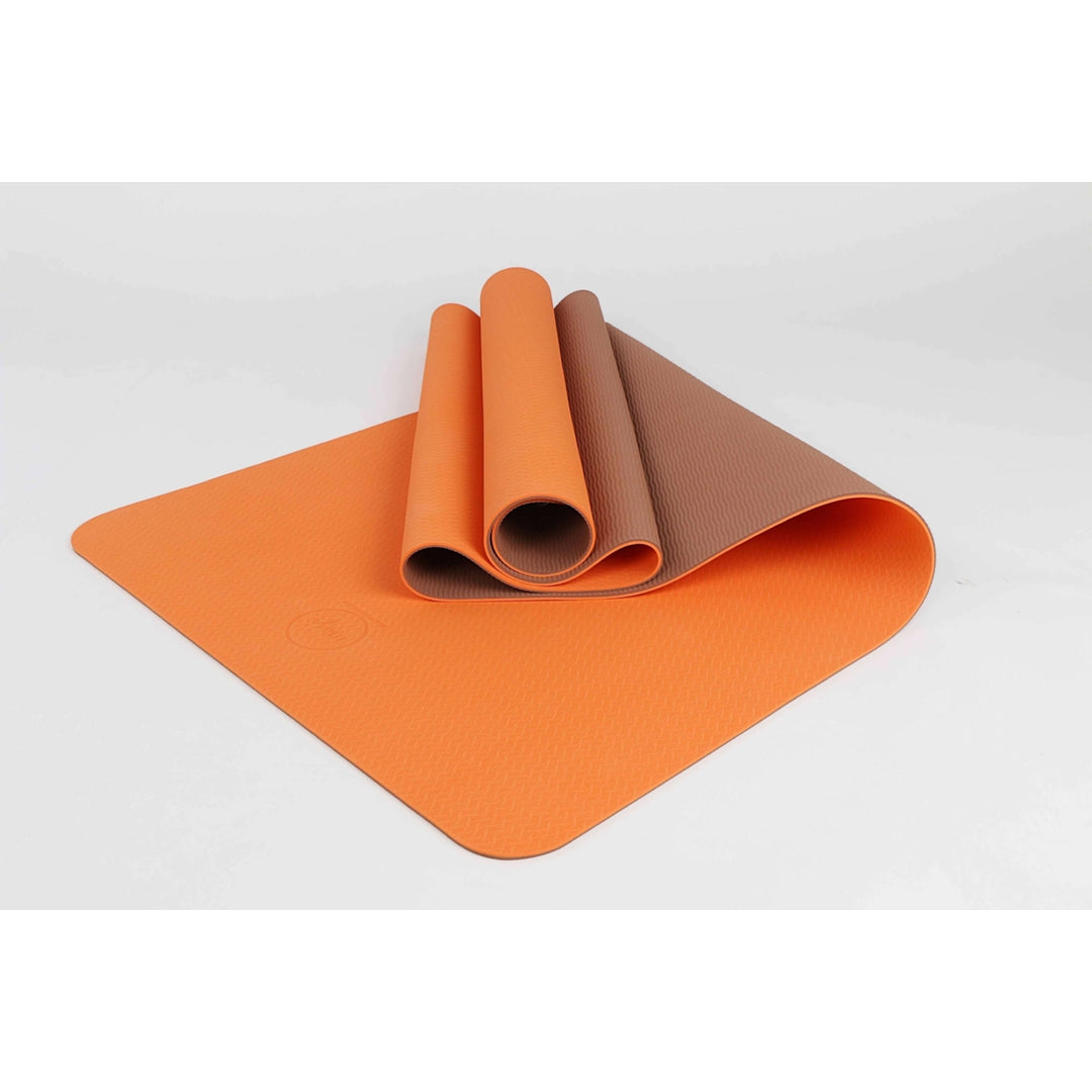 2-Tone TPE Eco-Friendly Yoga Mat 24x68 Non-Slip Lightweight Travel Friendly Image 4