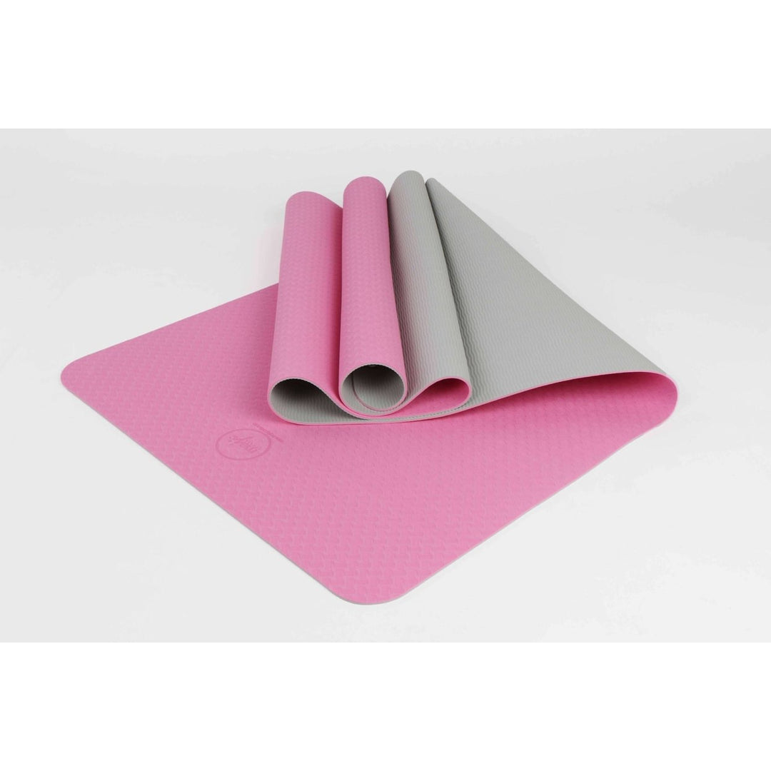 2-Tone TPE Eco-Friendly Yoga Mat 24x68 Non-Slip Lightweight Travel Friendly Image 6