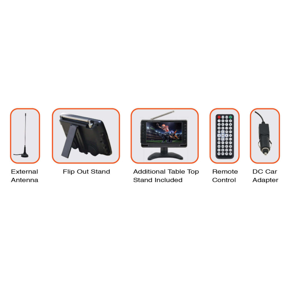 9" Portable Naxa 12 Volt TV and Digital Multimedia Player (NT-90) Image 2