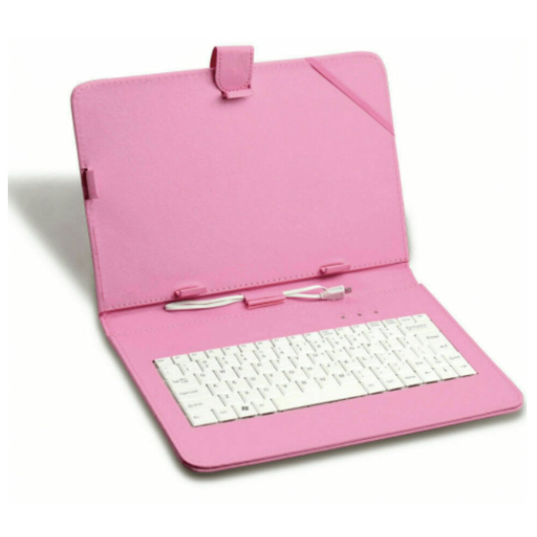 7 Inch Tablet Keyboard Case Micro USB Folding Leather Protective Black Blue Pink White Image 1