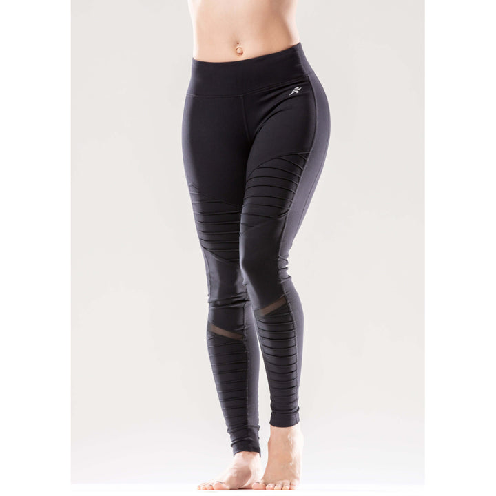 Athletique Low-Waisted Ribbed Leggings with Hidden Pocket and Mesh Panels Image 1