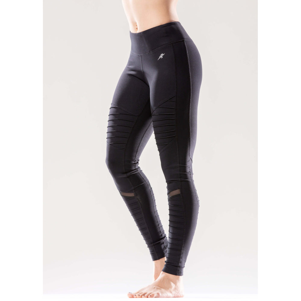 Athletique Low-Waisted Ribbed Leggings with Hidden Pocket and Mesh Panels Image 2