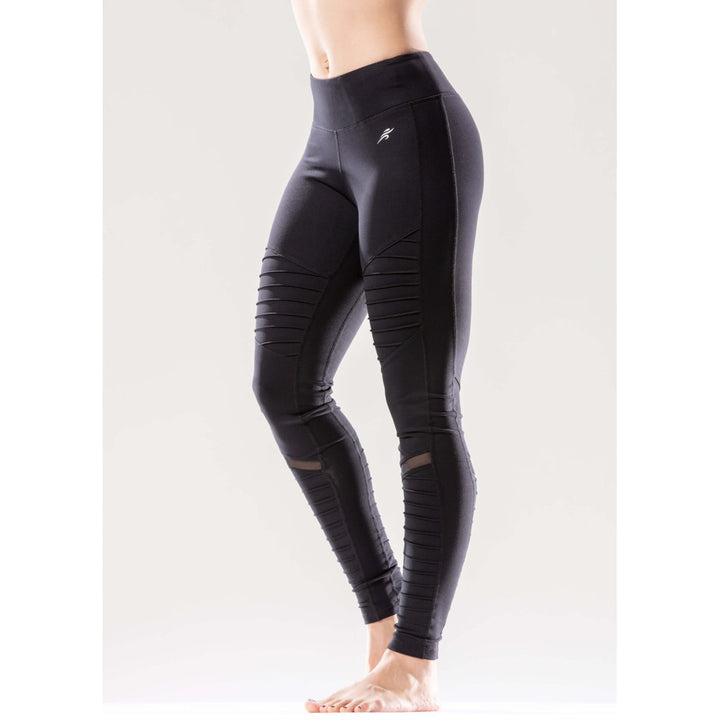 Athletique Low-Waisted Ribbed Leggings with Hidden Pocket and Mesh Panels Image 1