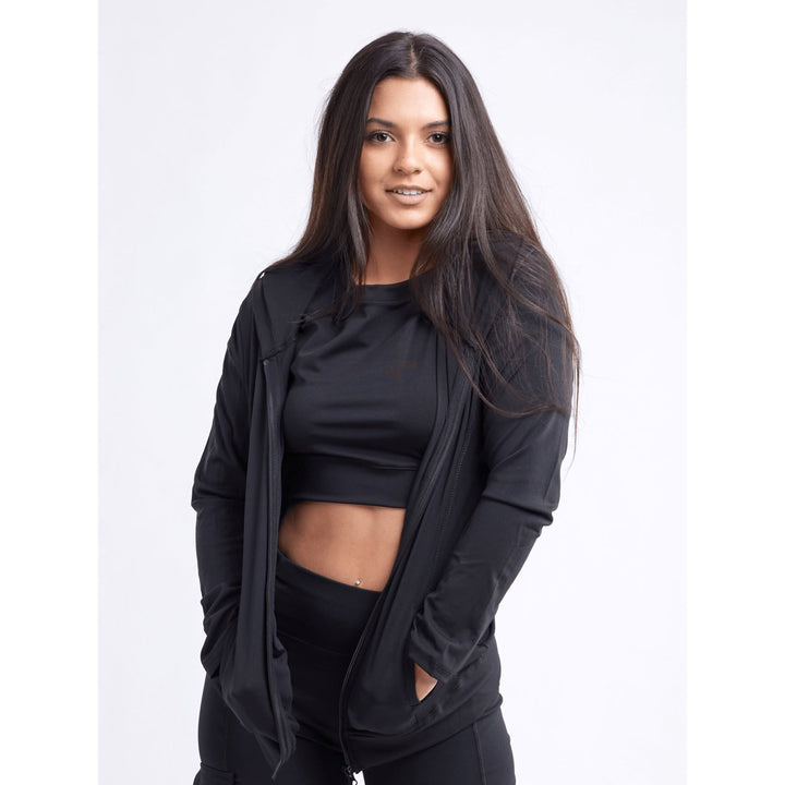 Athletic Fitted Zip-Up Hoodie Jacket with Pockets Image 3