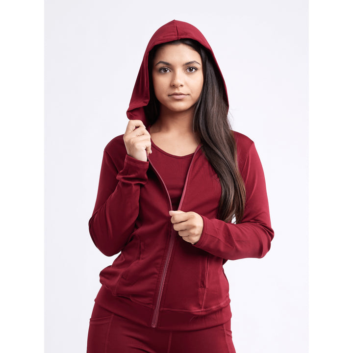 Athletic Fitted Zip-Up Hoodie Jacket with Pockets Image 4