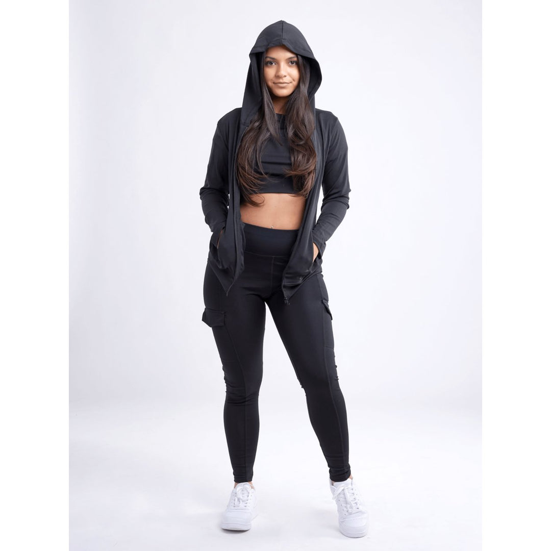 Athletic Fitted Zip-Up Hoodie Jacket with Pockets Image 6