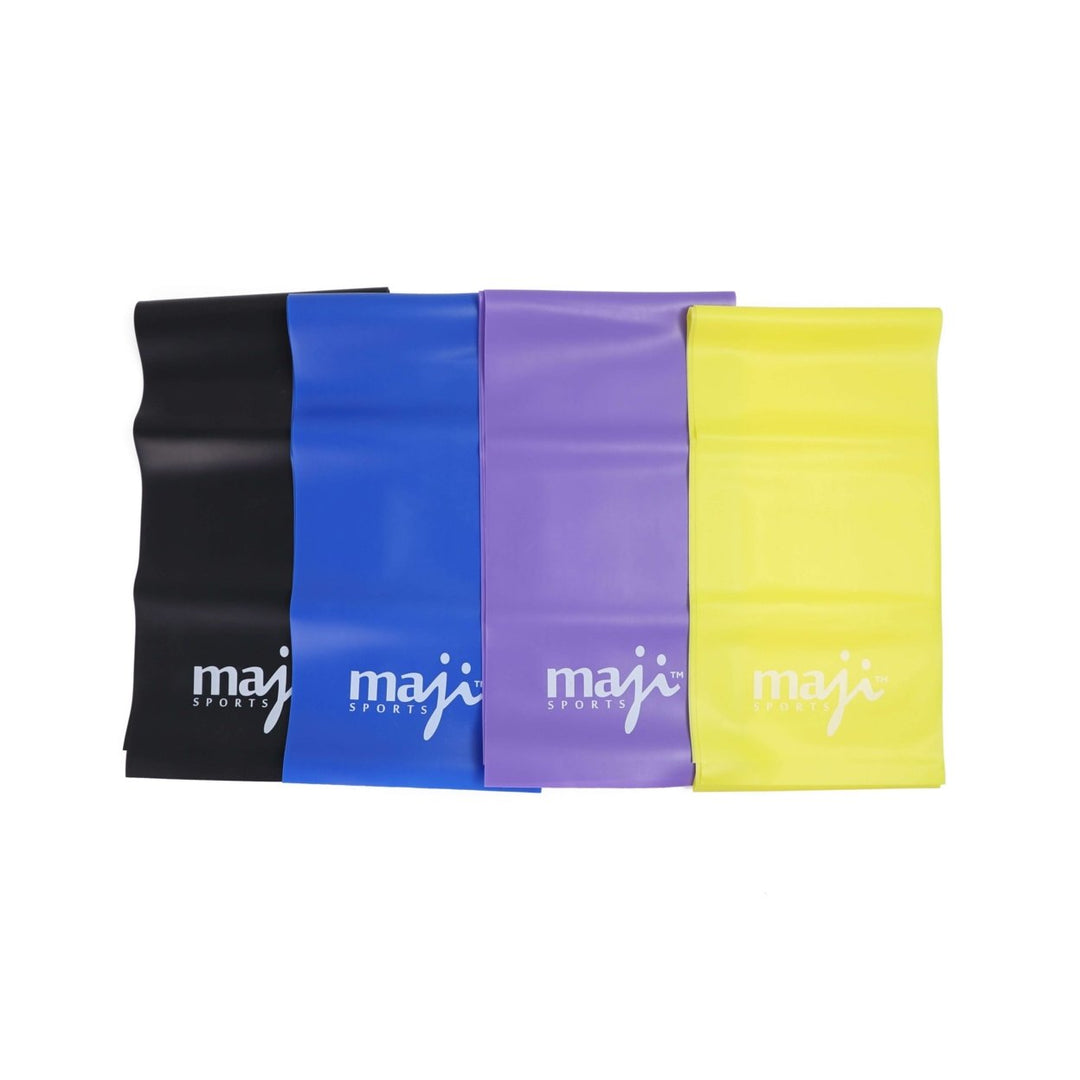 Exercise Resistance Bands Set 4 Pack Variable Strength Yellow Purple Blue Black Image 1