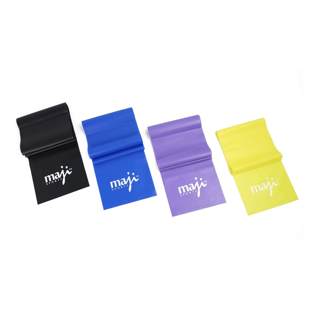 Exercise Resistance Bands Set 4 Pack Variable Strength Yellow Purple Blue Black Image 2