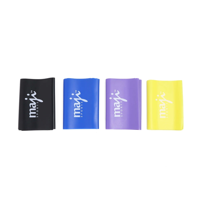 Exercise Resistance Bands Set 4 Pack Variable Strength Yellow Purple Blue Black Image 4