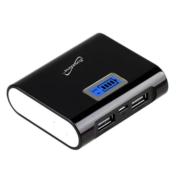 High Capacity Portable Power Bank 5200mAh Dual USB Outputs LCD Flashlight Black Image 4