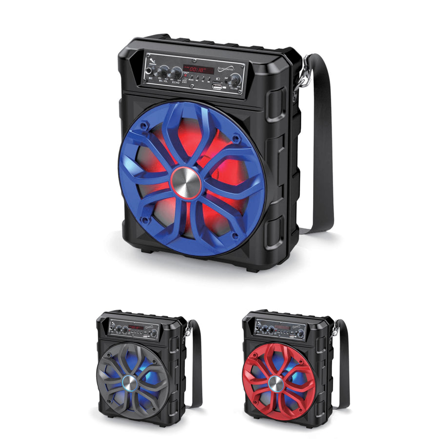 IQSound Bluetooth Portable Speaker with LED Lights 8 Inch Heavy Bass Black Blue Red Image 1