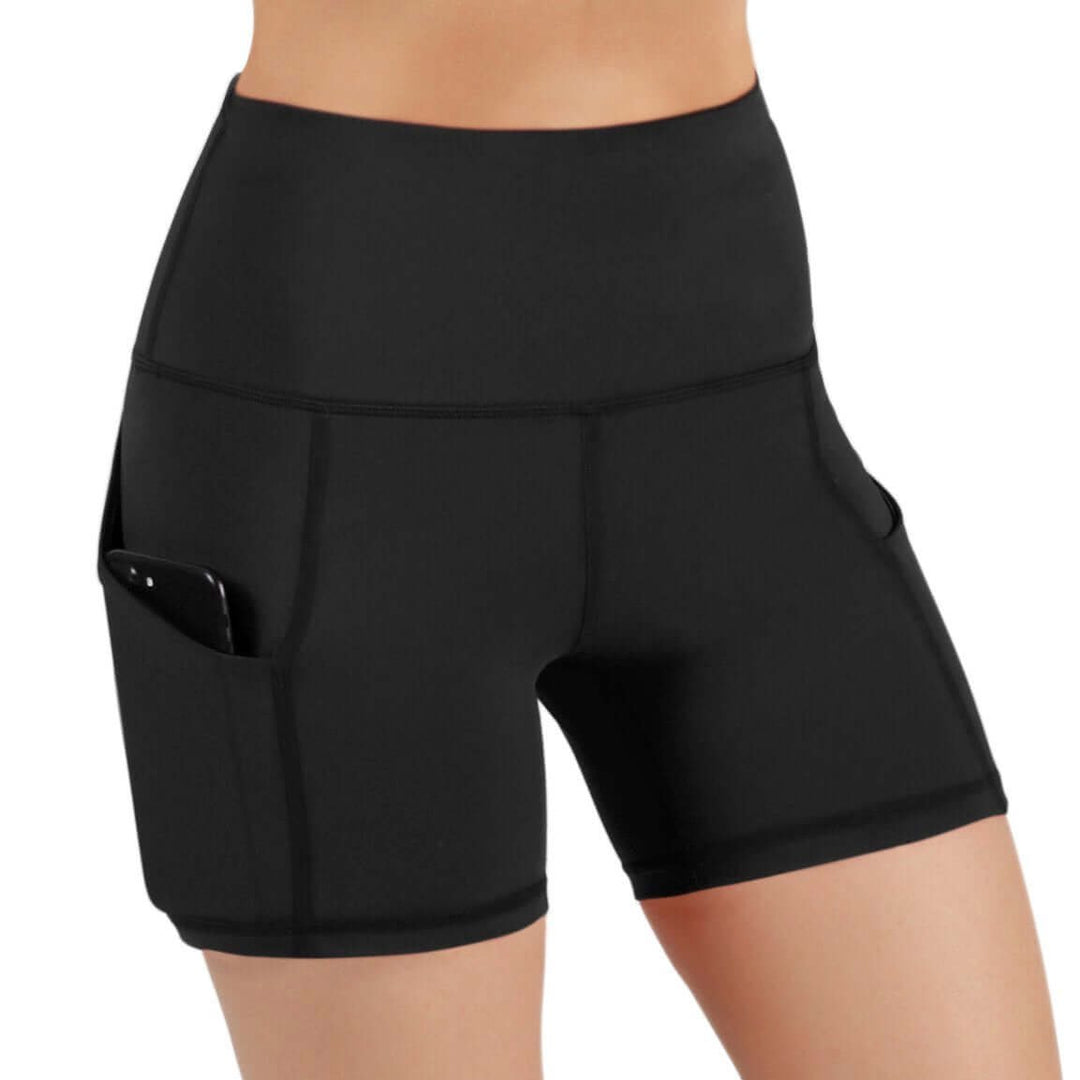 JupiterGear High-Waisted Athletic Shorts for Women with Side Pockets Black S Image 2