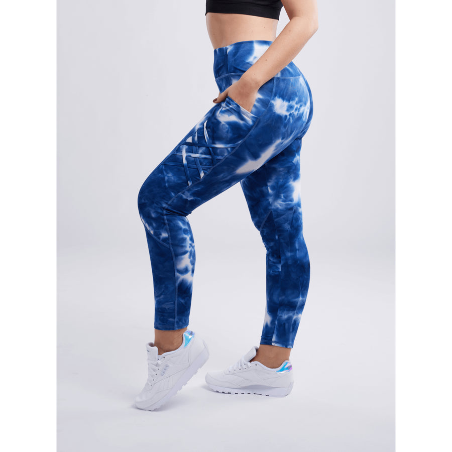 High-Waisted Criss-Cross Training Leggings with Hip Pockets Image 1