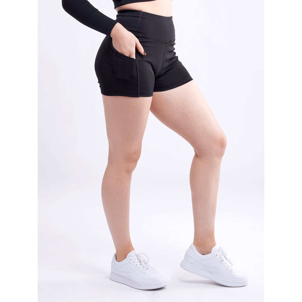 High-Waisted Athletic Shorts with Side Pockets Image 2
