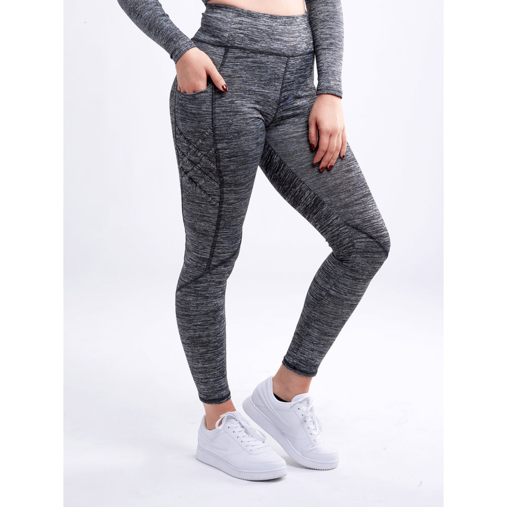High-Waisted Criss-Cross Training Leggings with Hip Pockets Image 2