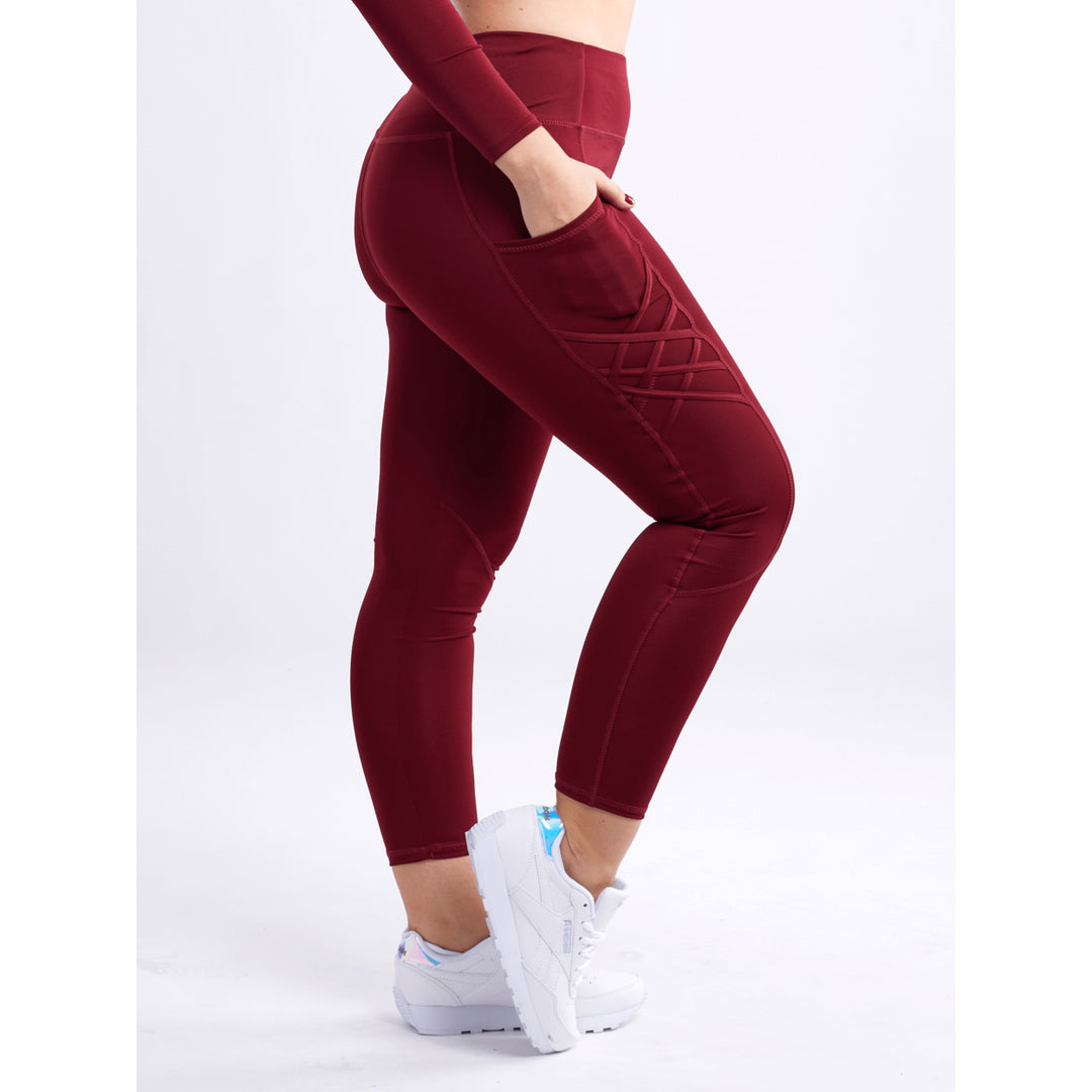 High-Waisted Criss-Cross Training Leggings with Hip Pockets Image 3